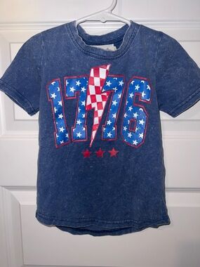 Made by Molly  Navy Blue Graphic Tee with Patriotic 1776 Design 5T